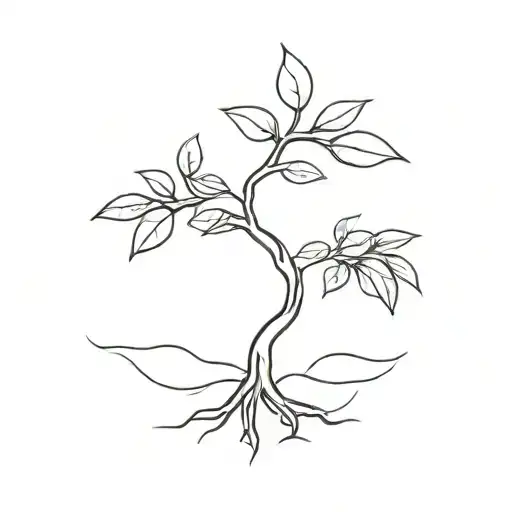 simple money tree growing tattoo design idea