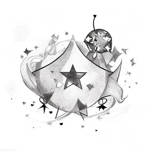 memory with shooting star and hearts tattoo design idea