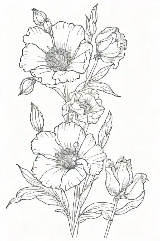 Poppies and Gladiolus flower tattoo design idea