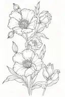 Poppies and Gladiolus flower tattoo design idea