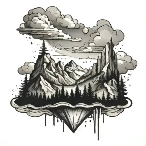 mountain chest tattoo with dripping ink tattoo tattoo design idea