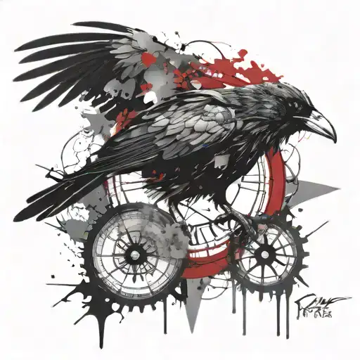 Queen Raven and Compass Rose tattoo design idea