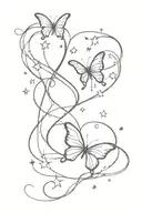 infinity sign, heart, stars, butterfly made tattoo design idea