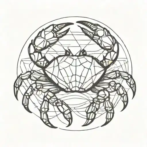 crab sign with gometric lines and shapes tattoo design idea