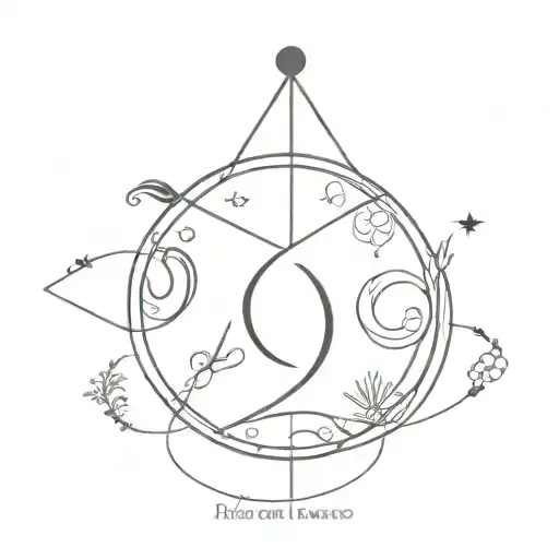  contalation of the signs of cancer, libra, aquarius, virgo and aries together and hippie tattoo design idea
