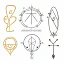Contellation of the signs of Cancer, Libra, Aquarius, Virgo and Aries together and hippie tattoo design idea