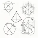 Contellation of the signs of Cancer, Libra, Aquarius, Virgo and Aries together and hippie tattoo design idea