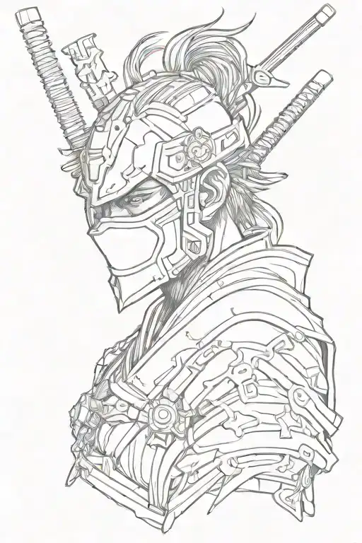 cyberpunk samurai logo tattoo design idea