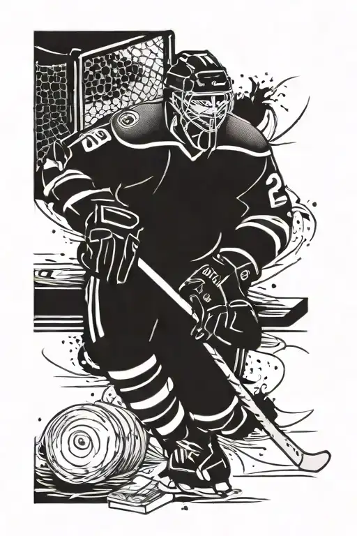 A representation of the hard work and dedication required in hockey, with subtle money motifs, accent on the hard work tattoo design idea