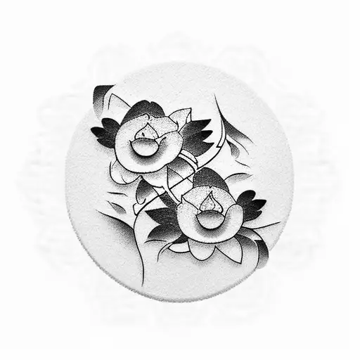 Cherry Blossom lotus flowers yin and yang panda  tattoo design idea