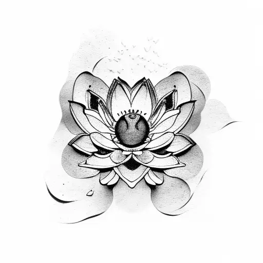 Cherry Blossom lotus flowers yin and yang panda  tattoo design idea