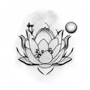 Cherry Blossom lotus flowers yin and yang panda  tattoo design idea
