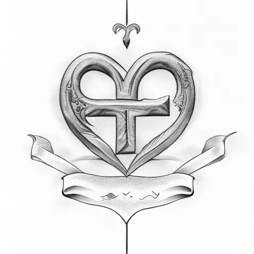 Heart using initials J S O and I tattoo design idea