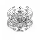 bracelet using charm initials J S O and I tattoo design idea