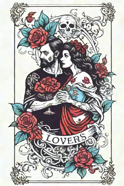 the lovers tarot card tattoo design idea
