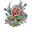cactus con flores old school tattoo design idea