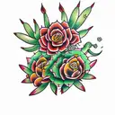 cactus con flores old school tattoo design idea