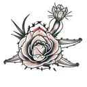 cactus con flores old school tattoo design idea