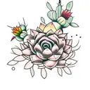 cactus con flores old school tattoo design idea