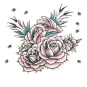 cactus con flores old school tattoo design idea