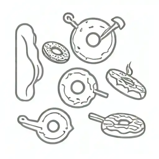 long slide, air guitar, and donuts tattoo design idea