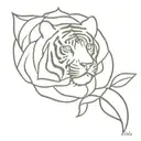 tiger  roses tattoo design idea