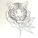 tiger  roses tattoo design idea