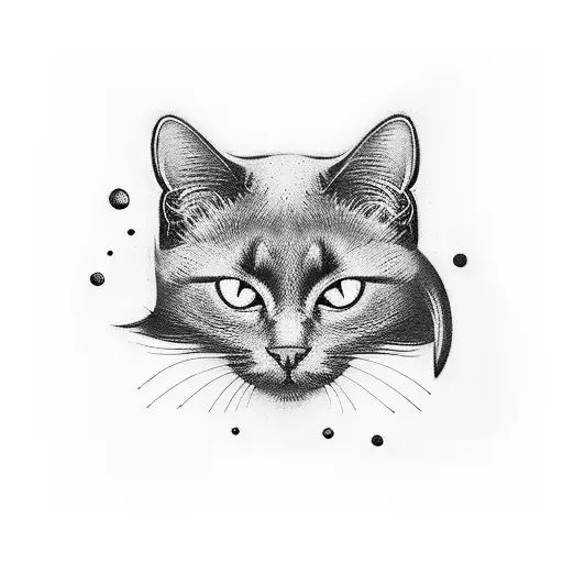 Black Cat's Paw Sticks out of the handle of a Katana tattoo design idea