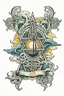 a tattoo incorporating a Celtic Triangle knot, stormy seas, St Christopher and the sun breaking through the storm  tattoo design idea