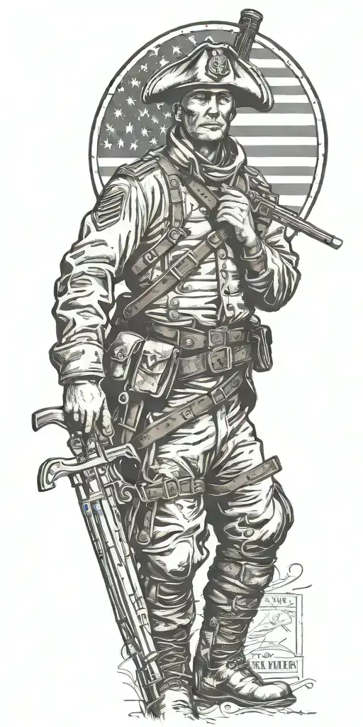patriotic minuteman tattoo design idea