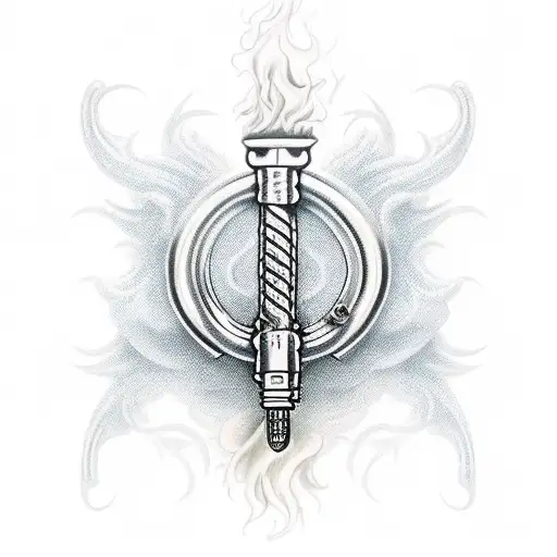 crossed flintlock pistols with smoke creating a caduceus tattoo design idea