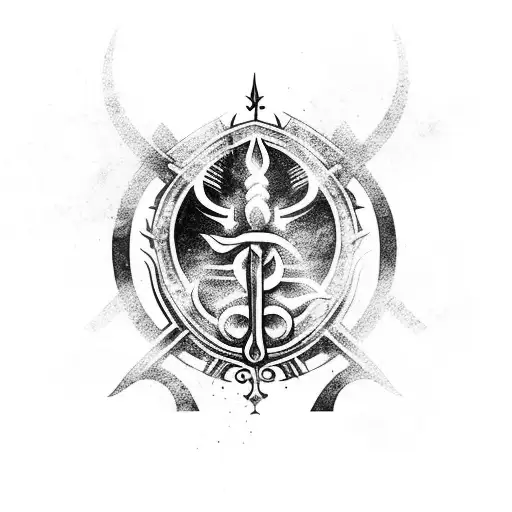 crossed flintlock pistols with smoke creating a caduceus tattoo design idea