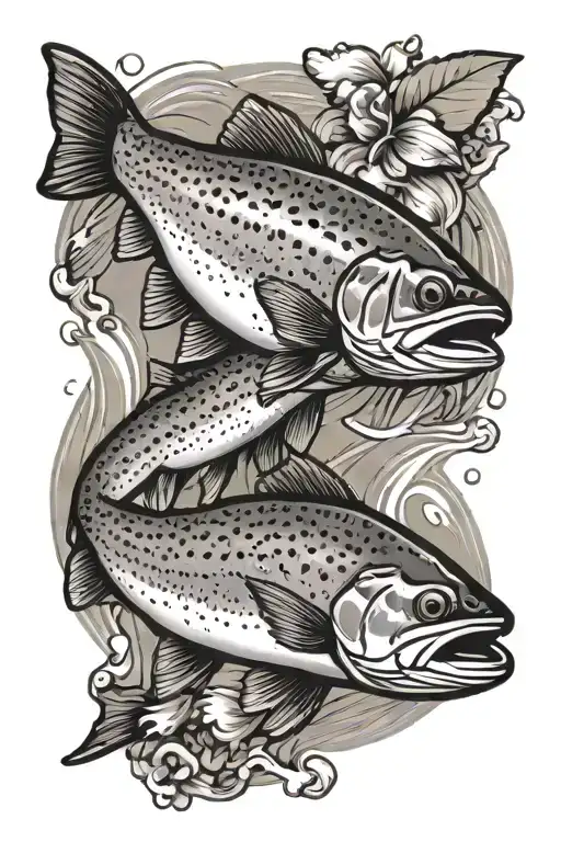 rainbow trout jumping tattoo design idea