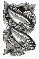 rainbow trout jumping tattoo design idea