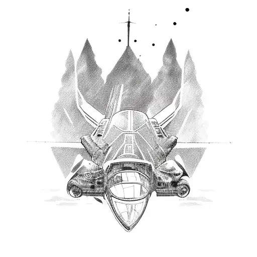 airplane sillhouette frontal view tattoo design idea
