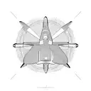 airplane sillhouette engineering drawing tattoo design idea