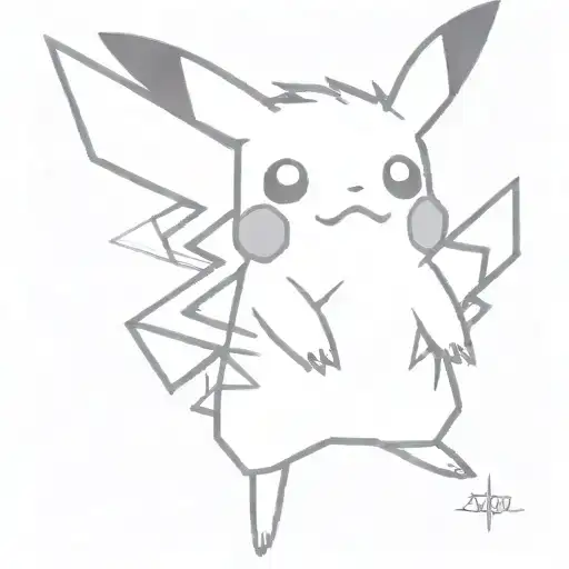 Create a tattoo of pikachu pokemon using geometric shapes tattoo design idea