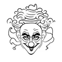 A curly haired clown with poker face tattoo design idea