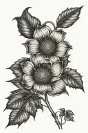 sunflower, maple leaf, bluebonnet, 4 leaf clover made tattoo design idea