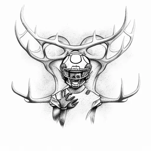 football with a buck tattoo design idea