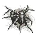 spider on hand with webs going down fingers crossed tattoo design idea