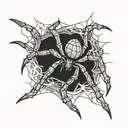 spider on hand with webs going down fingers crossed tattoo design idea