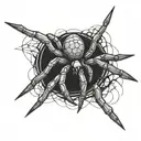 spider on hand with webs going down fingers crossed tattoo design idea