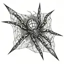 spider on hand with webs going down fingers crossed tattoo design idea