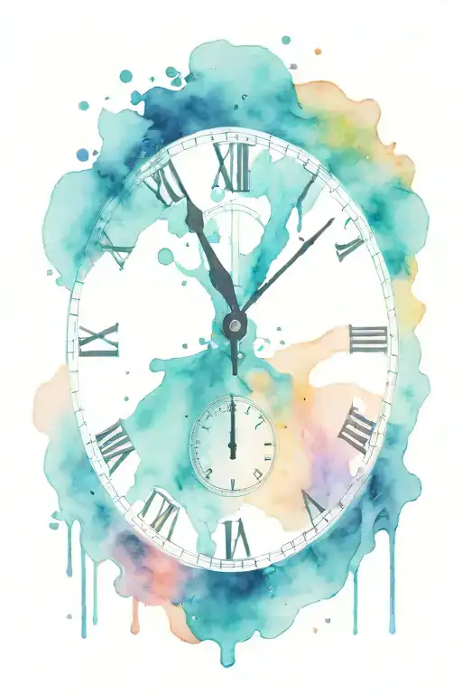 melting analog clock face. the numbers in the clock are 6 12 2023.  tattoo design idea