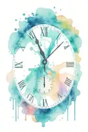 melting analog clock face. the numbers in the clock are 6 12 2023.  tattoo design idea