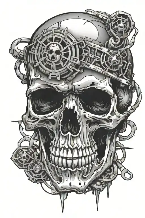 cyber sigilism skull tattoo tattoo design idea
