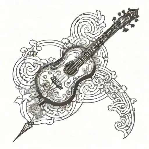 Incorporate religious symbols such as crosses or mandalas with musical notes or instruments in a harmonious design tattoo design idea