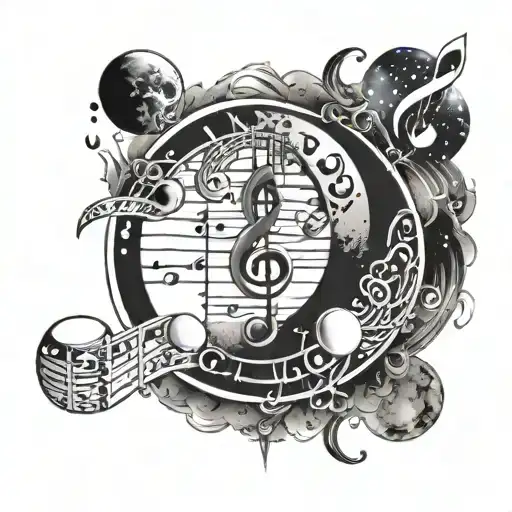 Moon phases forming musical notes tattoo design idea