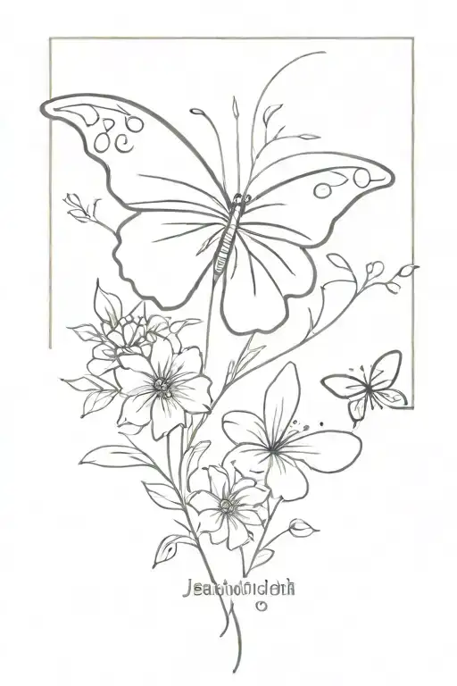 butterfly and flowers with bible verse Jeremiah 29:11 tattoo design idea